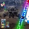 2FT 2PCS LED Whips Light with Dacning/Chasing and Can Controlled by Remote and app Simultaneously with Lock Function