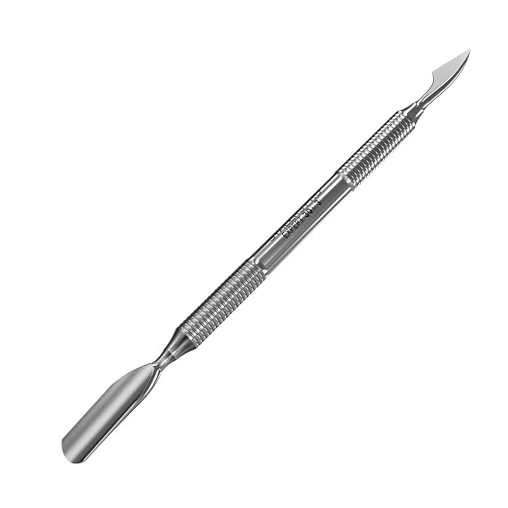 Staleks Pro Manicure Pusher Expert 30 Type 3 Rounded Wide Pusher and Cleaner Stainless Steel Professional Cuticle Tool
