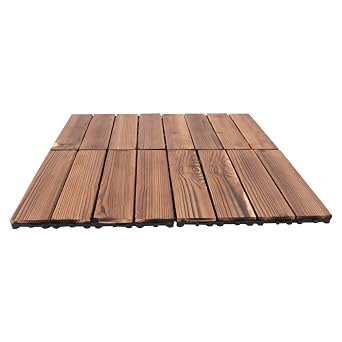 Wood Interlocking Flooring, 12" 12" 36 Pack Hardwood Interlocking Patio Deck Tiles Outdoor Waterproof for Deck, Pools, Garden, Soft Lawn, Backyard, Porch, Outdoor Playground, Walkway
