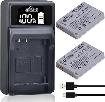 NB-5L Battery and LED Charger for Canon PowerShot S100, S110, SD790IS, SD800IS, SD850IS, SD870IS, SD880IS, SD890IS, SD900IS, SD950IS, SD970IS, SD990IS,SD700IS, SX200IS, SX210IS, SX220IS, SX230HS